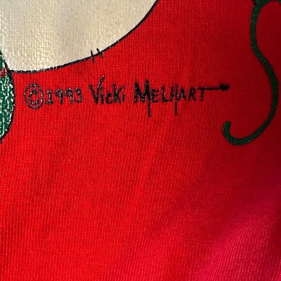 Two Vintage 1993 Vicki Melhart T-Shirt's 2X - XXL Christmas Graphic Y2K Grannyco - Picture 4 of 15